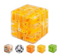 Large 3D Labyrinth Puzzle Maze Cube - Challenging Brain Teaser with Steel Ball, Logic Training IQ Game for Stress Relief, Educational Fidget Puzzle Gift (Yellow)