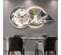 Large 3D LED Wall Clock with Decorative Light, Modern Art Sculpture for Bedroom, Living Room, Office Decor (B 23.6x47.3in/60x120cm)