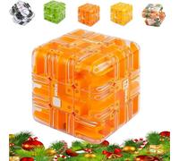 Large 3D Maze Cube Puzzle Ball - Magic Brain Teaser Game for Teens, Challenging Labyrinth Toy for Spatial Awareness, Logic Training and Stress Relief, Shatterproof Educational Gift (Orange)
