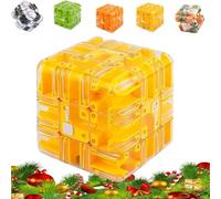 Large 3D Maze Cube Puzzle Ball - Magic Brain Teaser Game for Teens, Challenging Labyrinth Toy for Spatial Awareness, Logic Training and Stress Relief, Shatterproof Educational Gift (Yellow)