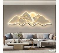 Large 3D Mountain Landscape LED Wall Art with Remote, Dimmable Backlit Nature Scenery Sculpture, Textured Rustic Wall Decor for Living Room, Sofa Background (E 47.2x15.7in)