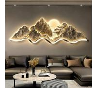 Large 3D Mountain Landscape LED Wall Art with Remote, Dimmable Backlit Nature Scenery Sculpture, Textured Rustic Wall Decor for Living Room, Sofa Background (A 82.7x27.6in)