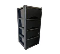 Large 4 Drawer Plastic Storage Tower Unit Ideal for Tools, Toys, Stationary, Documents & Clothes - Storage Unit with Drawers, Plastic Storage Drawers, Black Drawers with Black Frame -39cm x 39cmx 80cm