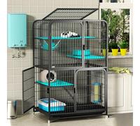 Large 4 Tiers Cat House Indoor Outdoor Enclosure on Wheels, Black Outside Cat Home for Multiple Cats, with Removing Tray - 78 * 55 * 137cm