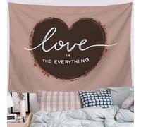 Large 40"X30" Soft Fabric Tapestry Wall Hanging, Simple Heart Text Tapestry Backdrop For Bedroom Aesthetic Redd Brown Romantic Elegant Illustrations Tapestries Wall Art For Living Room Yoga Decor