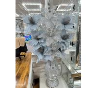 Large 40Cm Sparkle Diamond Crushed Crystal Sparkly Silver Mirrored Floor Vase