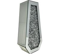 Large 40Cm Sparkle Diamond Crushed Crystal Sparkly Silver Mirrored Floor Vase Cuffin Shape