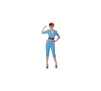 Large 40's Ladies Factory Girl Costume - factory 1940s girl costume ladies ww2 blue worker fancy dress dressing up outfit adult wartime large