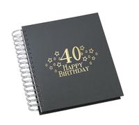 Large 40th Birthday Photo Album Memory Keepsake, Stars Design, Multiple Colour Options, Fits 6x4 or 5x7 Photos (Black, 4x 6 Inches)