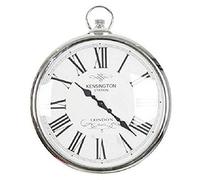 Large 42cm Round Copper Roman Numeral Pocket Watch Kensington Station Wall Clock Silver
