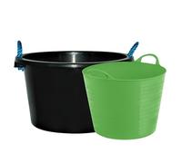 Large 42L Flexi Tub With 45L Storage Bucket Multipurpose Flexible Plastic Storage Container Bucket Tub Trugs Flex Tub Strong Plastic For Home Garden Construction (Lime Green + Black)