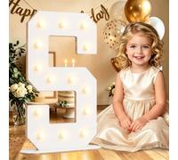 Large 44CM White Wooden Light Up Letters S for Birthday Party Decorations | Marquee Letter White Wooden Sign for Party Wedding Anniversary Backdrop, Battery Operated Big Letter Wooden Plywood Pre-cut