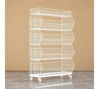Large 45 Layer Market Vegetable & Fruit Cart FreeStanding Display Rack with Wheels Durable Carbon Steel Retail Shelf for Groceries & Potato Chip Organizer