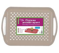 Large 45cm Rectangle Plastic Non Anti Slip Dinner Serving Lap Tray with Handles (Grey)