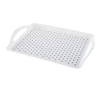 Large 45cm Rectangle Plastic Non Anti Slip Dinner Serving Lap Tray with Handles (White)