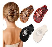 Large 4PCS Flat Hair Clips for Women - Flat Hair Claw Clips Duckbill Accessories Matte Solid Neutral Color, Non Slip Strong Hold Barrettes for Thick Hairs
