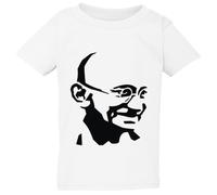 (Large / 4T / 3-4 YO) Mahatma Gandhi Hindi Indian Hero White T-Shirt Tee Top Baby Toddler Kid Boy Girl