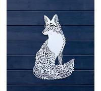 Large 51cm Fox Metal Wall Plaque |White Hanging Indoor Outdoor Floral Tree Decor