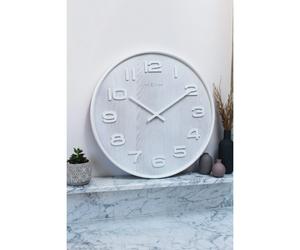 LARGE 53CM 'WOOD WOOD BIG' WHITE WALL CLOCK