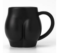 Large 550 ml Ceramic Coffee Mug, Funny Coffee Cup Butt Shape, Coffee Cup Tea Cup with Handle, Birthday Gift for Friends, Boys, Women, Men (Black)