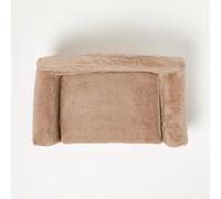(Large - 59 x 36 x 29 cm) Small Plush Fold Out Sofa Pet Bed - Beige