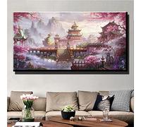 Large 5D Diamond Painting Kits for Adults, Japanese Temple Scenery (24x48in) DIY Diamond Painting for Kids, Full Drill by Numbers Painting Kits, Crystal Embroidery Cross Stitch for Home Decor 60x120cm