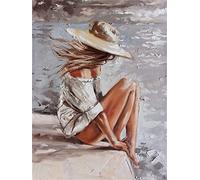 Large 5D Diamond Painting Kits for Adults/Kids,Seaside Beauties Embroidery Rhinestone Full Cross Stitch Crystal Diamond Arts Pictures for Bedroom Living Room Wall Craft Decor Gift Round dril 30x40cm