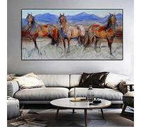 Large 5D DIY Full Square Drill Diamond Art Kits Abstract Horse Complete Diamond Painting Cross Stitch Crystal Diamond Embroidery Rhinestone Art Craft for Home Wall Decor (60x180cm/24x72in）