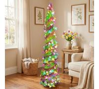 Large 5FT Decorative Spring Tree with Butterfly & Heart Accents - 1.5M Pop-Up Tree with 5M Twinkling Lights for Easter Parties & Home Ambiance