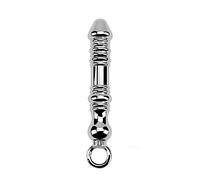 Large 6.45in Stainless Steel Anal Beads Butt Plug with Smooth Tapered Tips for Prostate Massage & BDSM Play