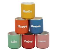 (Large) 6 Pc Multi Colours Mini Porcelain Ceramic Espresso Coffee Mugs Gift Set