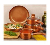 Large 6 Piece Saucepan and Frying Pan Cookware Set with Ceramic Non-Stick Coating in Pressed Aluminium, Suitable for All Hobs incl. Induction (5 Piece Saucepan and Frying Pan Set)