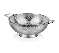 Large 6-Qt Colander, 18/8 Stainless Steel Mesh Strainer for Kitchen, Food Sieve with Riveted Handles and Self-draining Solid Ring Base, Great for Pasta, Rice, Vegetables and Fruits