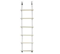 Large 6 Rung Hardwood Rope Ladder Swing Hangs Up To 2.5 Metres High Ideal for Climbing Frame Tree House Den Play House