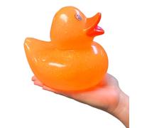 Large 6" Tall Glitter Rubber Duckies (Available in Pink, Blue, Green, Orange, Yellow, Red) Collectable Colorful Ducks Great for Dacking Dash Display and Bath Play (Orange)