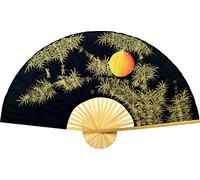 Large 60" Folding Wall Fan -- Bamboo Moon -- Original Hand-painted