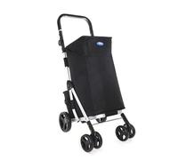 Large 60L Folding Shopping Trolley Cart 6 Wheel Lightweight Grocery Bag with Stairs Climber Design Strong, Compact & Easy to Maneuver Personal Shopper on Wheels (Black)