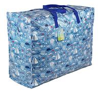 Large 65L Storage Bags, Blue Seaside Print