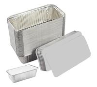 Large 6A Aluminium Disposable Roasting Trays 600ml Tin Foil Containers with lids for Food Storage, Meal Prep,Takeaway, Roasting, Air Fryer, BBQ & Party Use Large Foil Trays with Lids (Pack of 50)