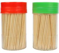 Large 6cm Round Cocktail Sticks Wooden Toothpicks in Storage Box Sturdy Safe Double Sided Picks for Dental Teeth Picking Party Buffet Canapé Appetisers Barbecue (500-6.5cm Cocktail Sticks)