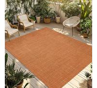 Large 6x9ft Orange Farmhouse Outdoor Rug - Washable Vintage Patio Runner Mat for Camping, Picnic, Deck, Balcony, Beach & Indoor Use - Monochrome Textured Carpet