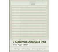 Large 7 Columns Analysis Pad | Green Tinted Paper | Red Green Squared Ruling | Columnar Accounting Ledger for Book Keeping: Ideal for Physical ... Transactions | A4 8.5'' x 11'‘| 50 Sheets