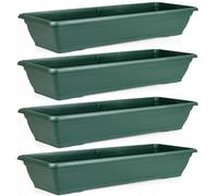 Set of 4 Large 72cm Green Garden Trough Planters Balcony Window Plant Box Pots