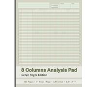 Large 8 Columns Analysis Pad | Green Tinted Paper | Red Green Squared Ruling | Columnar Accounting Ledger for Book Keeping: Ideal for Physical ... Transactions | A4 8.5'' x 11'‘| 50 Sheets