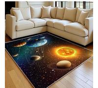Large 80 x 120 cm Planets and the Solar System Area Rug, Soft Non-Slip Washable Carpet orange color Indoor Floor Rug for Living Room, Bedroom & Nursery