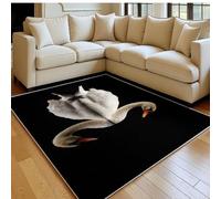 Large 80 x 120 cm Swans reflected in the lake Area Rug, Soft Non-Slip Washable Carpet Black Indoor Floor Rug for Living Room, Bedroom & Nursery