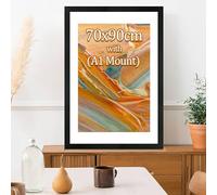 Large 90 x 70cm Poster Frame With A1-(33 x 23 Inch) White Mount 2 Ways Flat Hanging Picture Frame for A1 Photo Size, 70x90cm Picture Frame Black