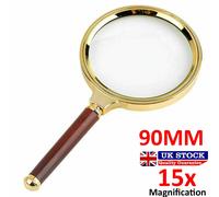 Large 90mm Handheld Magnifying Glass 15x Magnifier Loupe Reading