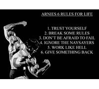 Large (A2 24inch x 16 inch)Inspirational Motivational Quote Sign Poster Print Picture(ARNOLD SCHWARZENEGGER 6 RULES OF LIFE) SPORTS, BOXING, CYCLING, ATHLETICS, BODYBUILDING, TRIATHLON,BASKETBALL, FOOTBALL, RUGBY, SWIMMING, MARTIAL ARTS ETC ETC