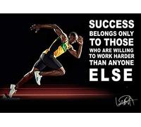 Large (A2 24inch x 16 inch) Usain Bolt Success Belongs Inspirational Motivational Quote Sign Poster Print Picture